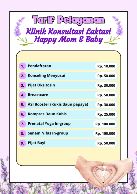 Tarif Pelayanan Klinik Konsultasi Laktasi Happy Mom & Baby Tarif Pelayanan Klinik Konsultasi Laktasi Happy Mom & Baby